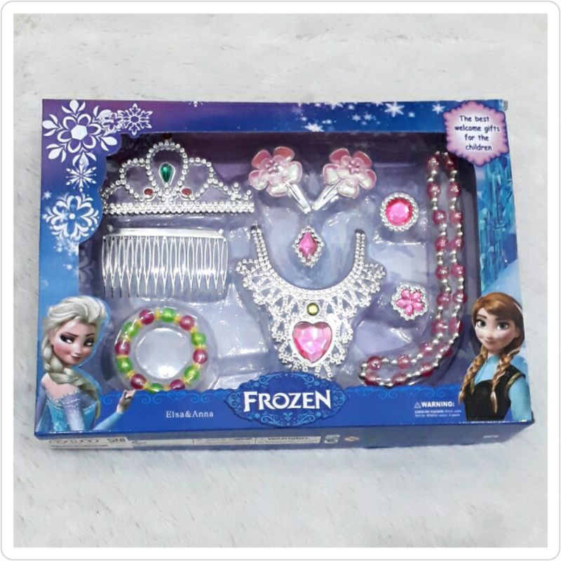 Mainan set beauty frozen mahkota gelang kalung jepit rambut