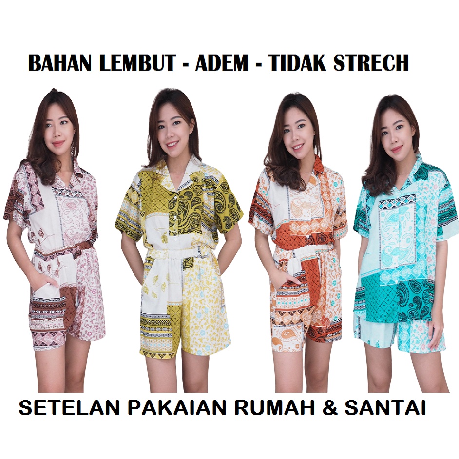 Setelan Pakaian Santai &amp; Rumah - Bahan Super Licin - Sangat Adem - Lembut D026