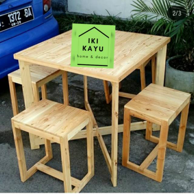 Set Meja Kursi Cafe Set Meja Kursi Kayu Palet Shopee Indonesia