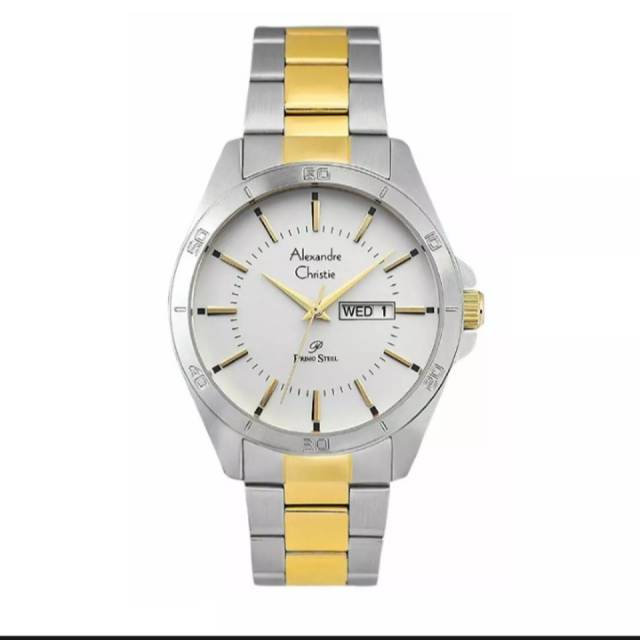Alexander Christie 1011 Jam Tangan Pria Original Silver Gold MDBTGSL