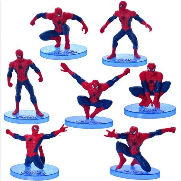 &lt;^ SJA ^&gt; Spiderman 1 Set isi 7 pcs Hiasan Pajangan Topper Kue / Pajangan Mainan Spiderman