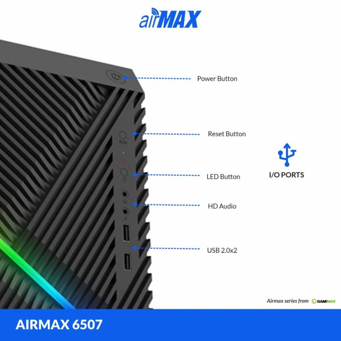 Casing Gamemax Airmax 6507 Include PSU 500W MICRO ATX - PC CASE