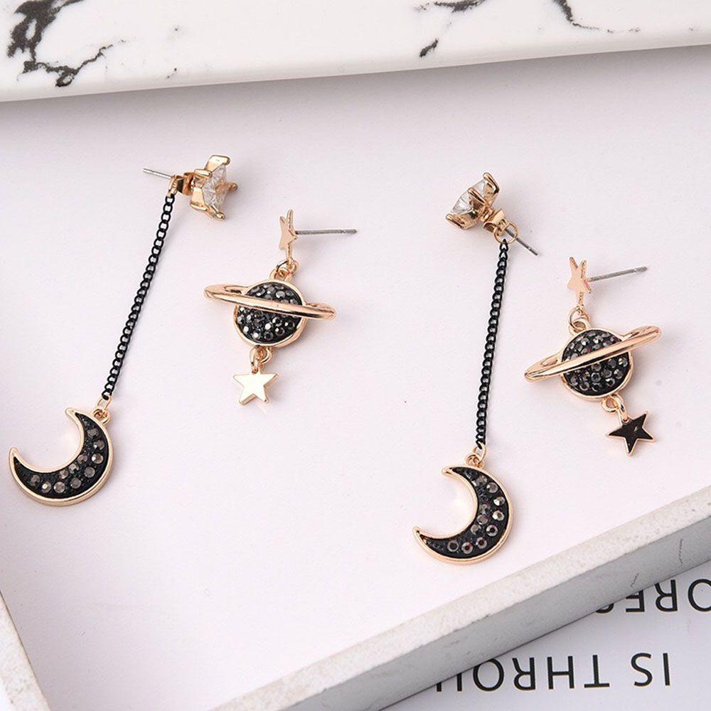 Needway Menjuntai Anting Rumbai Panjang Kreatif Bintang Dan Bulan Planet Brincos Aksesoris Fashion Drop Earrings