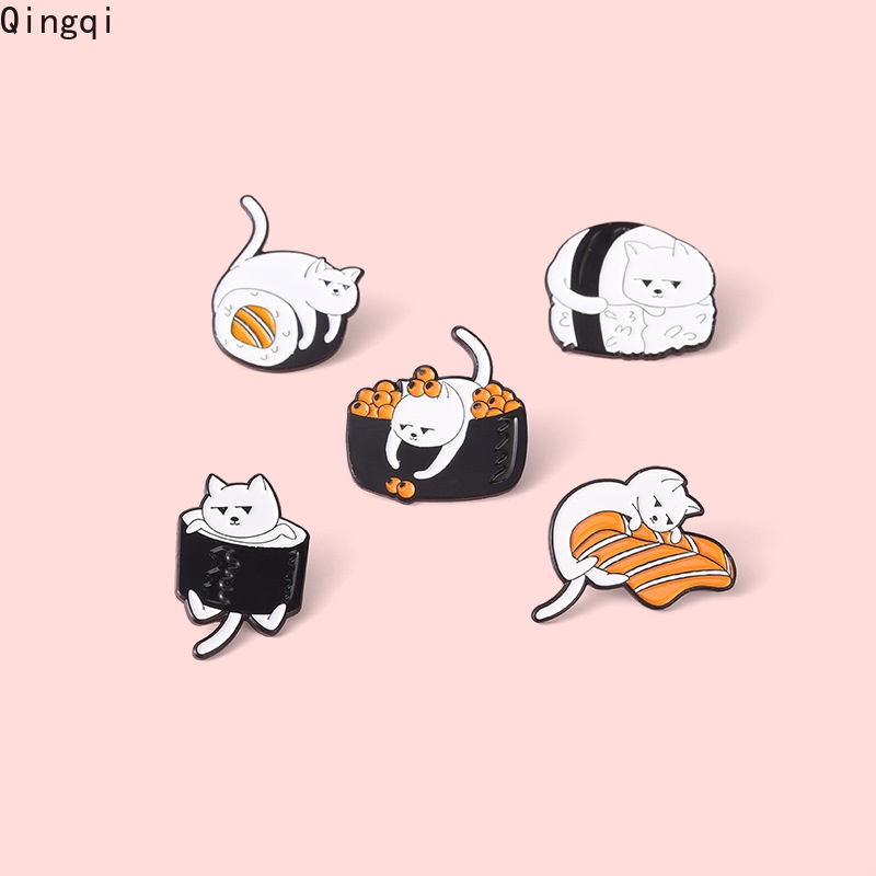 Bros Pin Desain Kartun Sushi Kucing Untuk Dekorasi Tas Denim Pria Dan Wanita