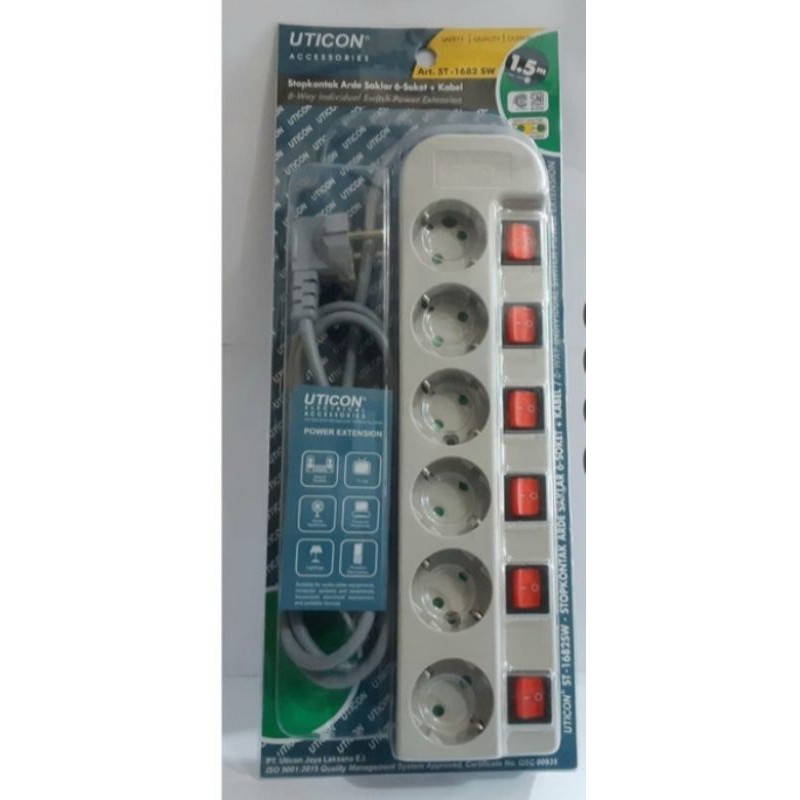 stop kontak uticon 6 lubang