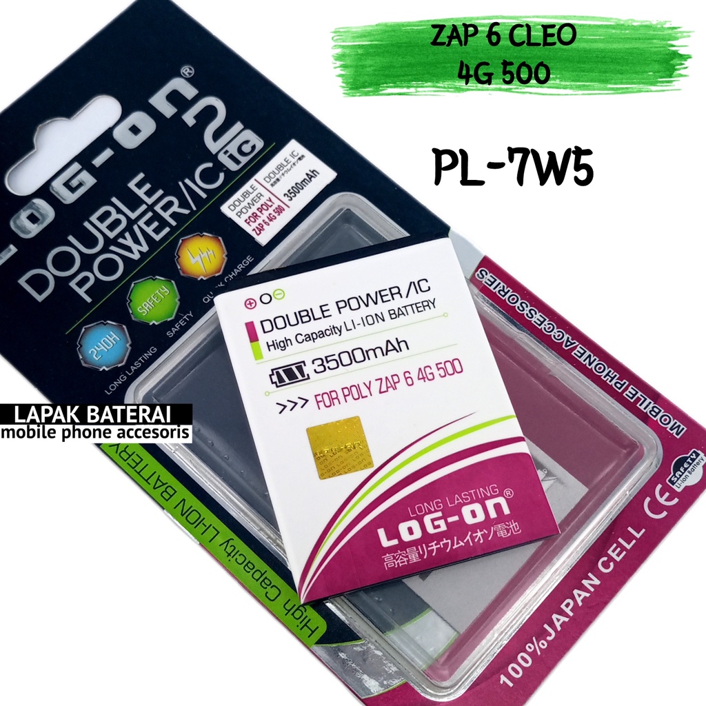 LOG - ON Baterai Polytron ZAP 6 CLEO PL7W5 - batre 4G 500 pl-7w5 battery ORIGINAL