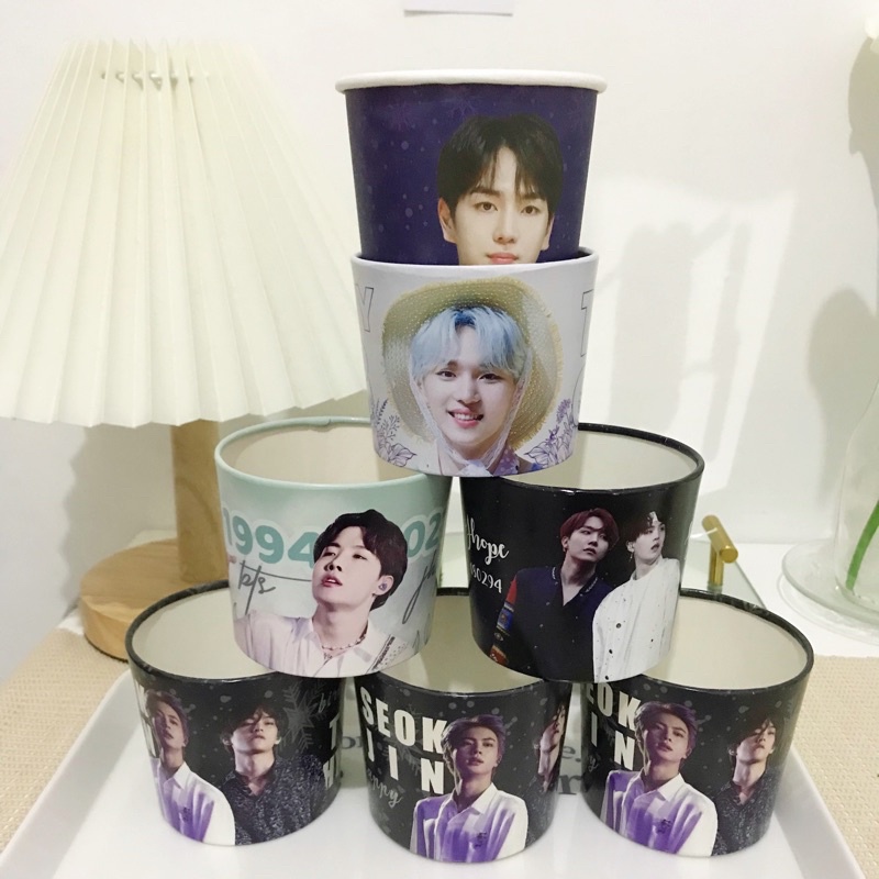 cupholder bts set sticker photocard / cup holder taehyung v jin jhope suga kino pentagon korea