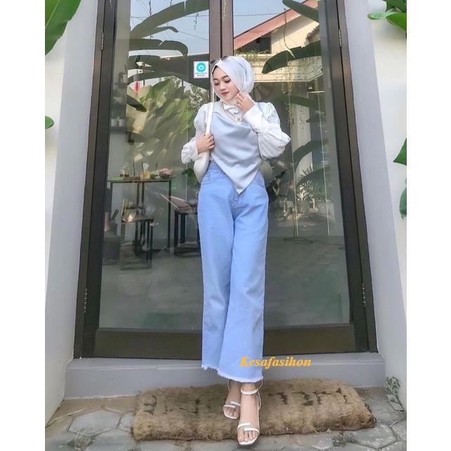 Highwaist kulot jeans wanita Rawis