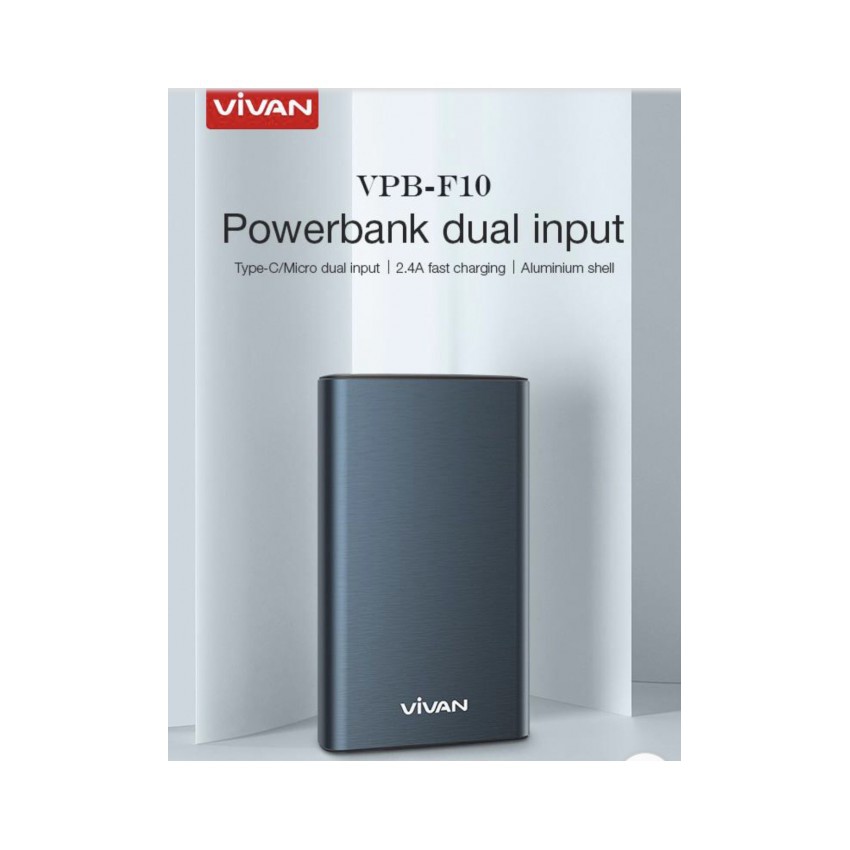 Power Bank Vivan VPB-F10 10000mah 2.4A Fast Charging Blue