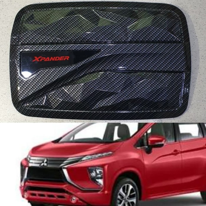 Tank cover TUTUP TANGKI BENSIN MOBIL MITSUBISHI XPANDER / XPANDER CROSS WARNA CARBON chrome crome hitam doff DIAMOND Exceed ultimate sport 2016 2017 2018 2019 2020 2021 2022 2023