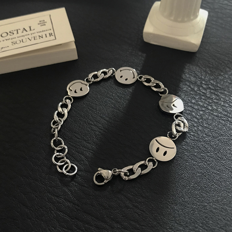 Titanium Steel Smiley Face Bracelet Trendy Hip-hop Personality Simple