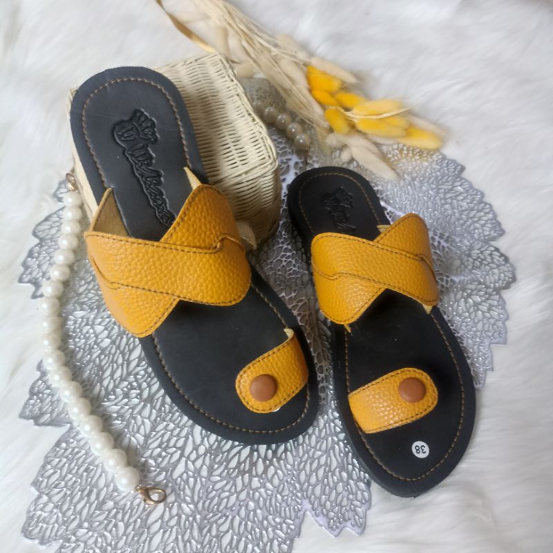 Sandal Wanita Kulit Jeruk Papirut Atifa Terbaru Kekinian Bisa COD