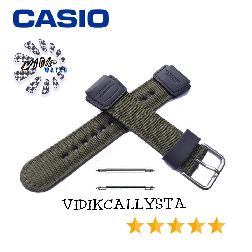 Strap nylon Tali jam Canvas Casio W-735H AQ-S810 AEQ-110 W 735 AQ S810 AEQ 110 Original OEM