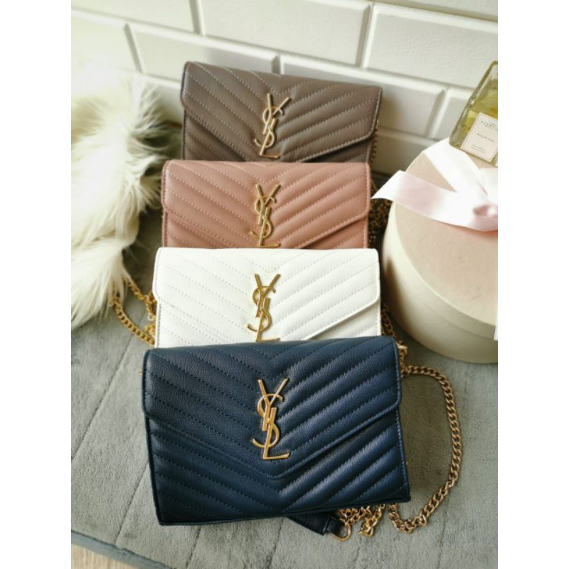 Tas YSL Chevron clutch caviar bag import