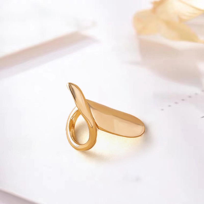 Fancyqube Cincin Kuku Bahan Logam Aksen Berlian Imitasi Model Hollow Untuk Wanita