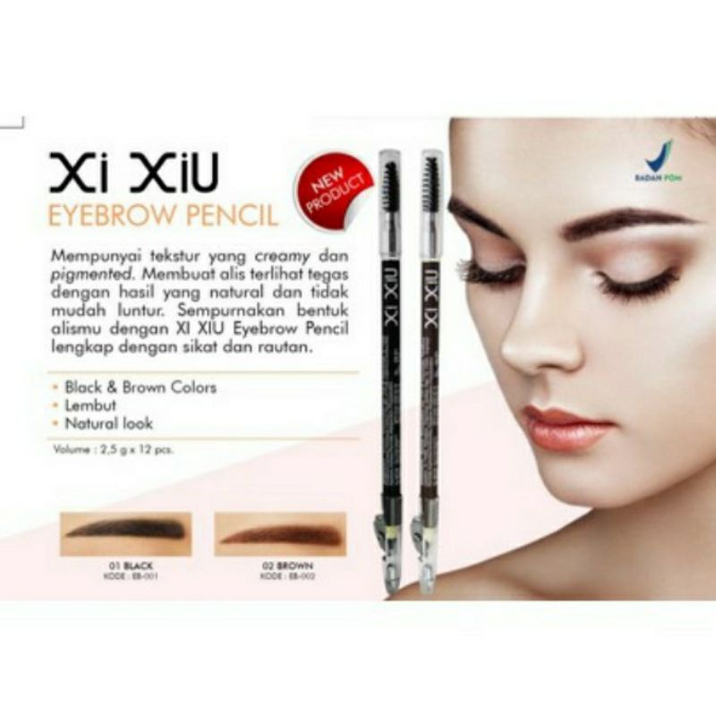 Xi Xiu Divine Eyebrow Pencil Black &amp; Brown BPOM | XIXIU pensil alis 2 in 1 Eye Brow