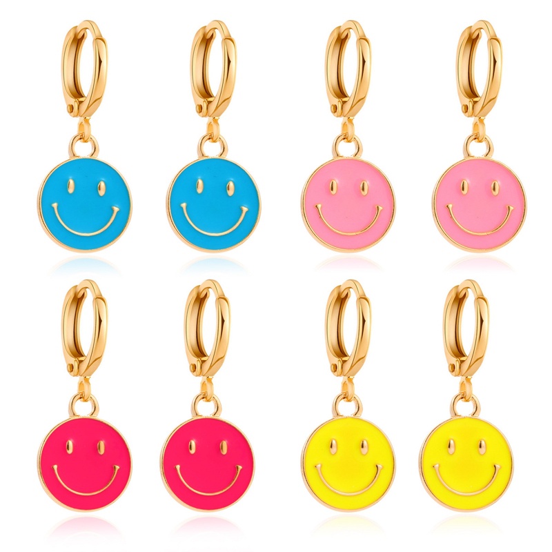 Anting Desain Smiley Bahan Metal Untuk Wanita