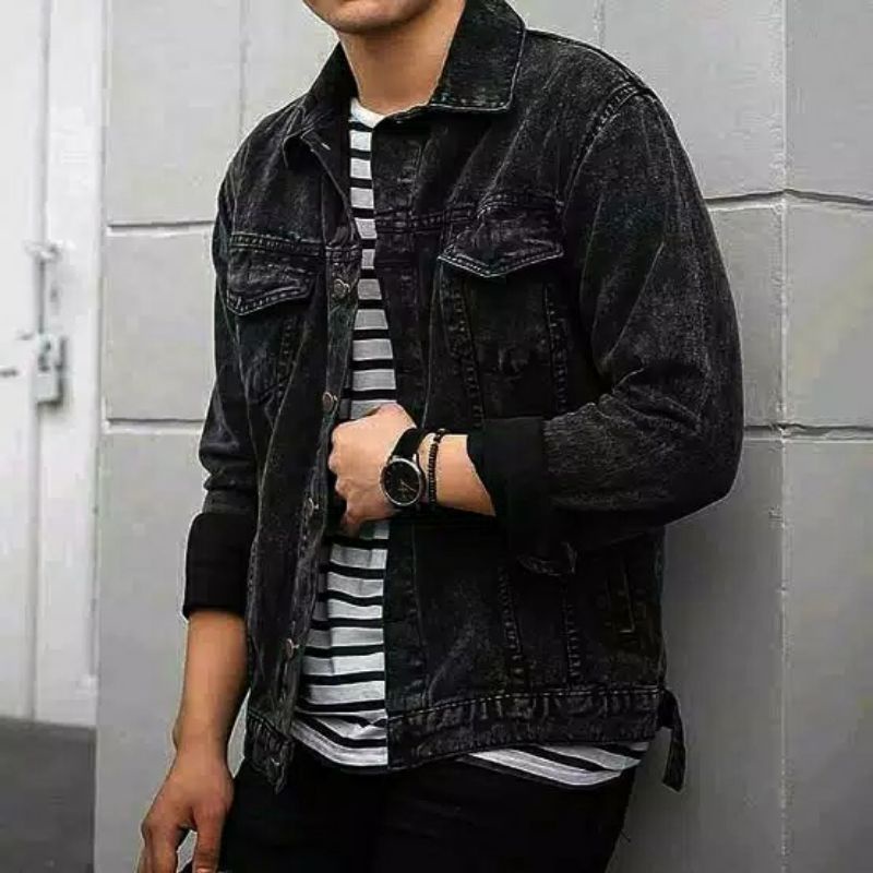 JAKET JEANS PRIA SANWASH JAKET SANWASH PRIA BISA COD