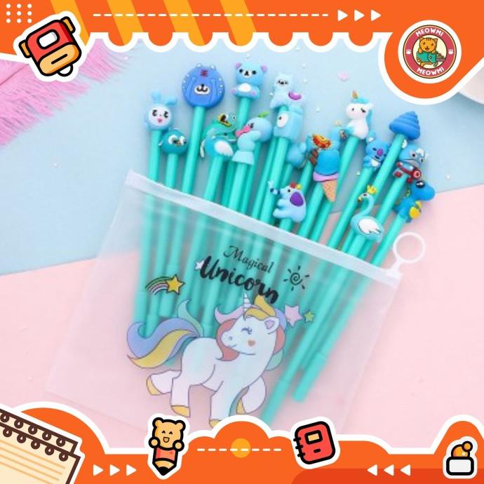 

@#@#@#] 10pcs Pulpen Set Karakter Biru Free tempat pensil unicorn pvc BD0005