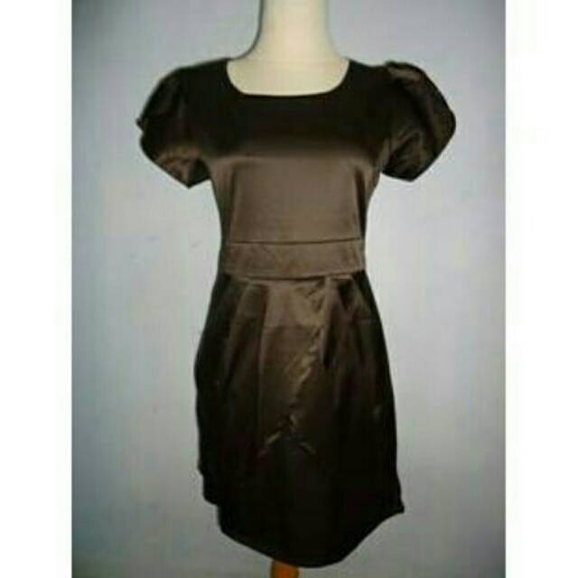 Dress Pesta Party Satin Brown Jumbo Bigsize