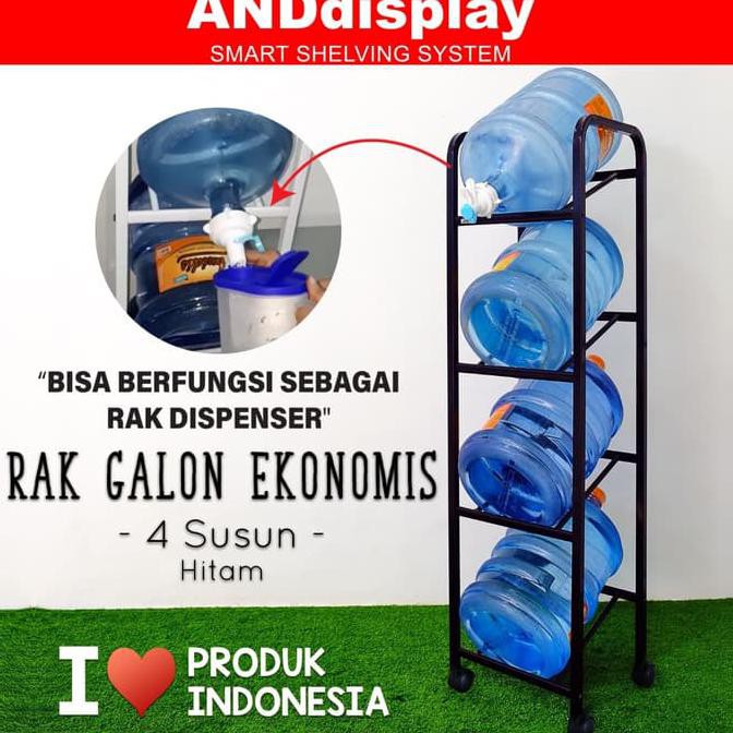  BISA BAYAR DITEMPAT RAK  GALON  AIR 4 SUSUN HITAM EKONOMIS 