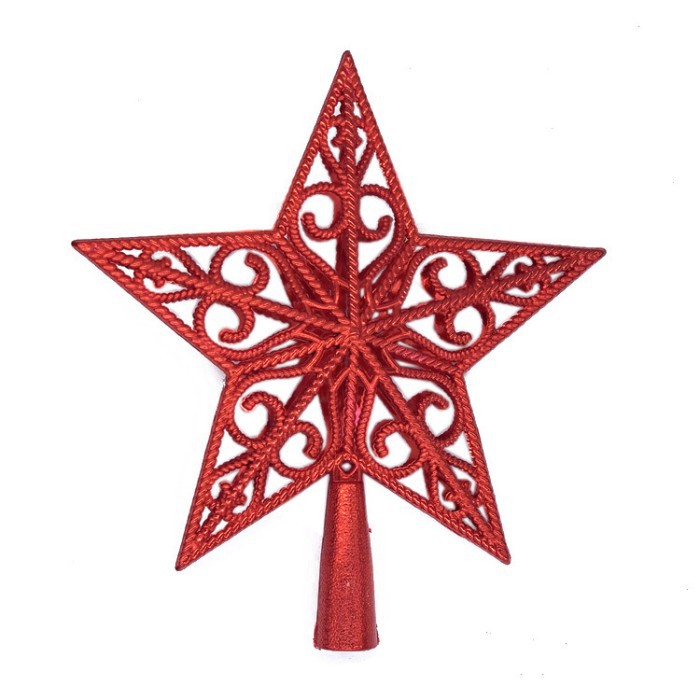 TSP bintang top star ukir dekorasi ornamen pohon natal aksesoris - SILVER, 15 CM