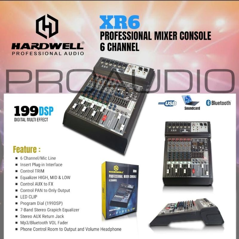 Mixer Hardwell 6 Channel XR6 XR 6 199 Dsp Garansi 1 Tahun Original