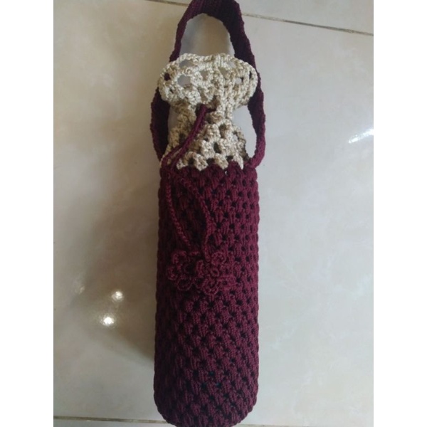 tas botol rajut / cover botol minum rajut / holder botol rajut / sarung botol rajut