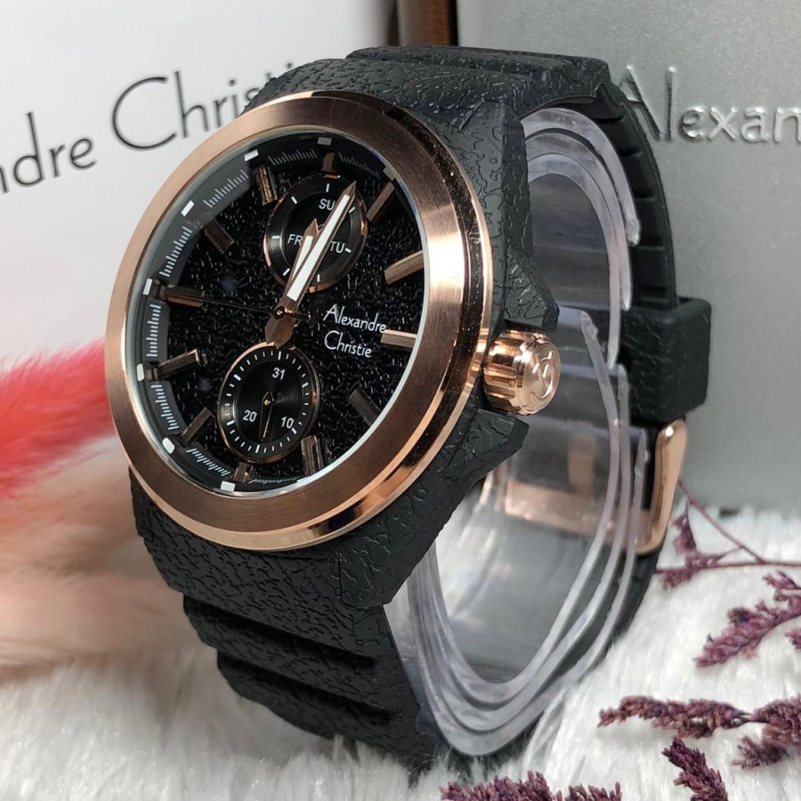 ORIGINAL Jam Tangan Pria Alexandre Christie AC 6585 / AC6585 / 6585 Garansi Resmi 1 Tahun, Rubber