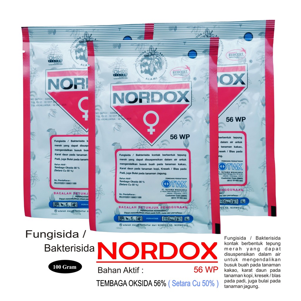 Fungisida / Bakterisida NORDOX 100 Gram Bahan Aktif Tembaga Oksida 56%