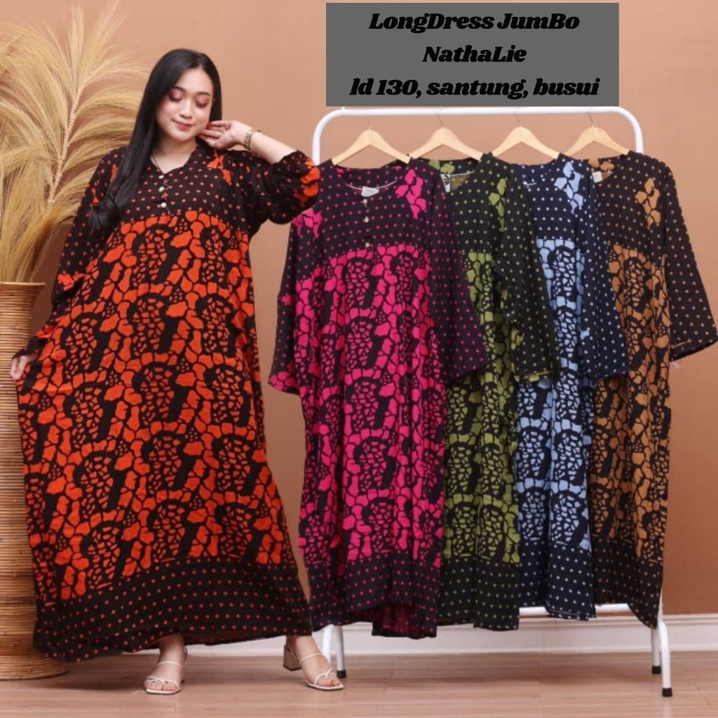 DASTER JUMBO LD 130-140 | DASTER BATIK JUMBO PANJANG  BUSUI DADA KANCING BATIK ADEM MURAH LENGAN PANJANG MOTIF KEKINIAN