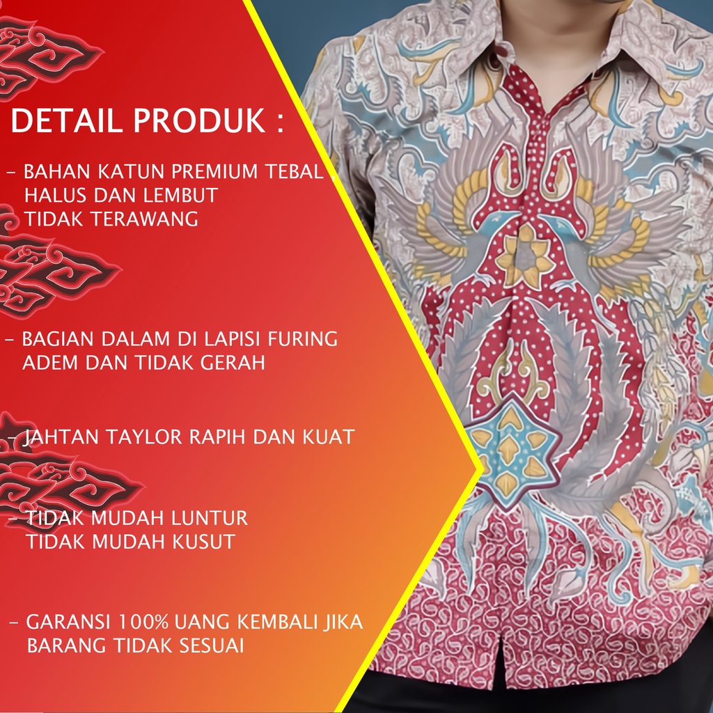 KEMEJA BATIK PRIA PREMIUM LENGAN PANJANG REGULAR BATIK ALUNA PCW 073