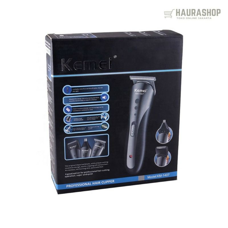 Alat Cukur Rambut Jenggot Kumis Kemei 1407 KM-1407 Rechargeable 3 In 1