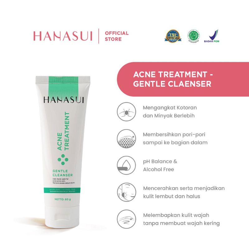 Hanasui Acne Treatment Gentle Cleanser 50gr/Pembersih Wajah