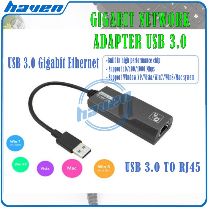 USB to LAN RJ45 Gigabit / USB 3.0 to Ethernet RJ45 / USB LAN Gigabit