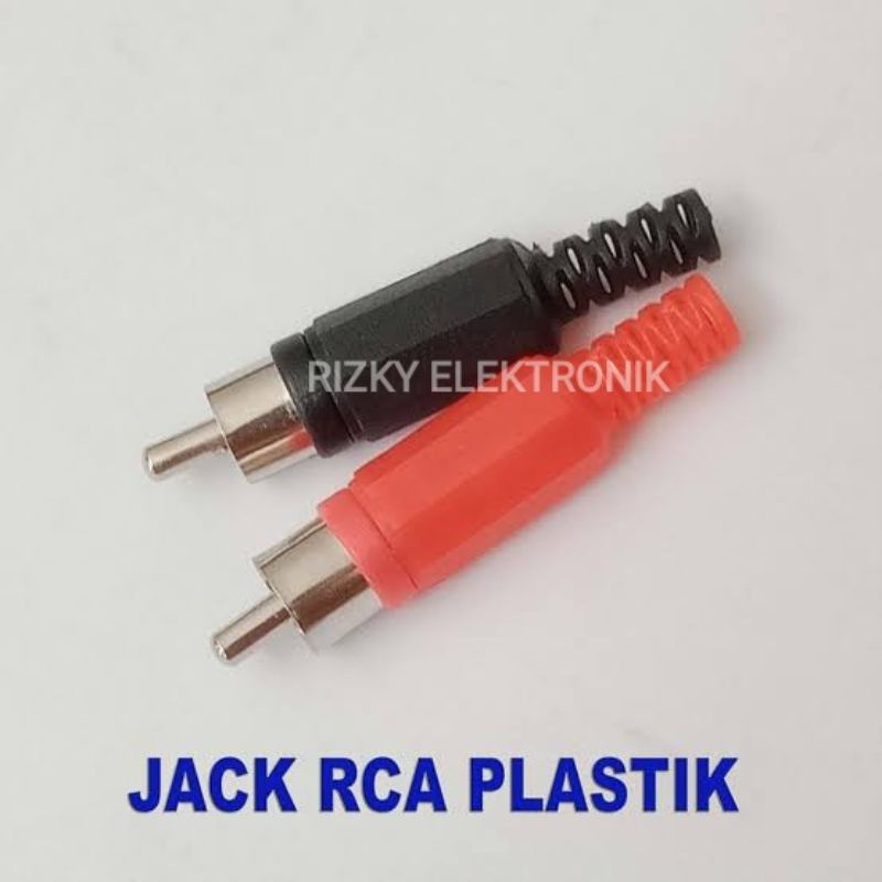 Jack Colokan RCA Audio Plastik Male Cowok Set Sepasang Merah Hitam