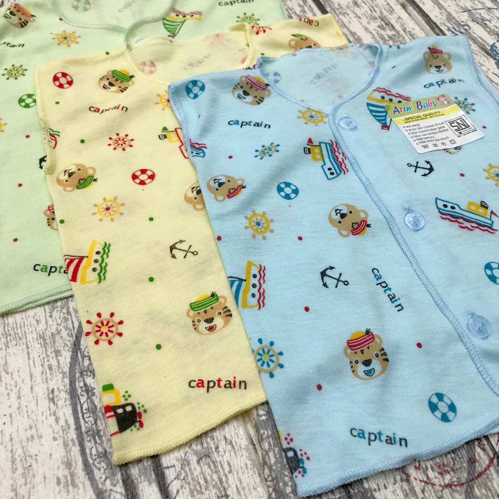 3 Pcs Baju Bayi Baru Lahir Motif Lengan Kutung Newborn DNW BABY