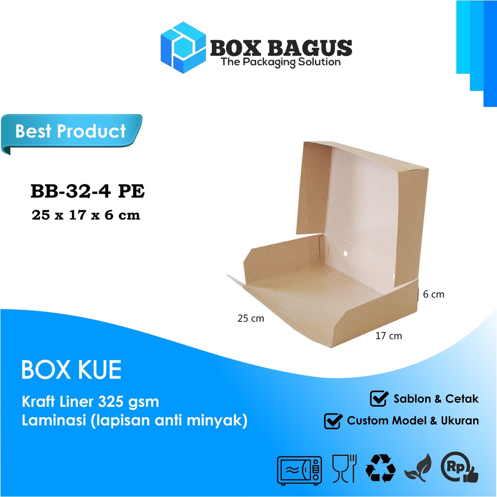 BOX DUS KOTAK HAMPERS ROTI BOLU MAKANAN NASI BENTO KUE SNACK 25x17x6 cm PAPER KRAFT 325 gsm LAMINASI