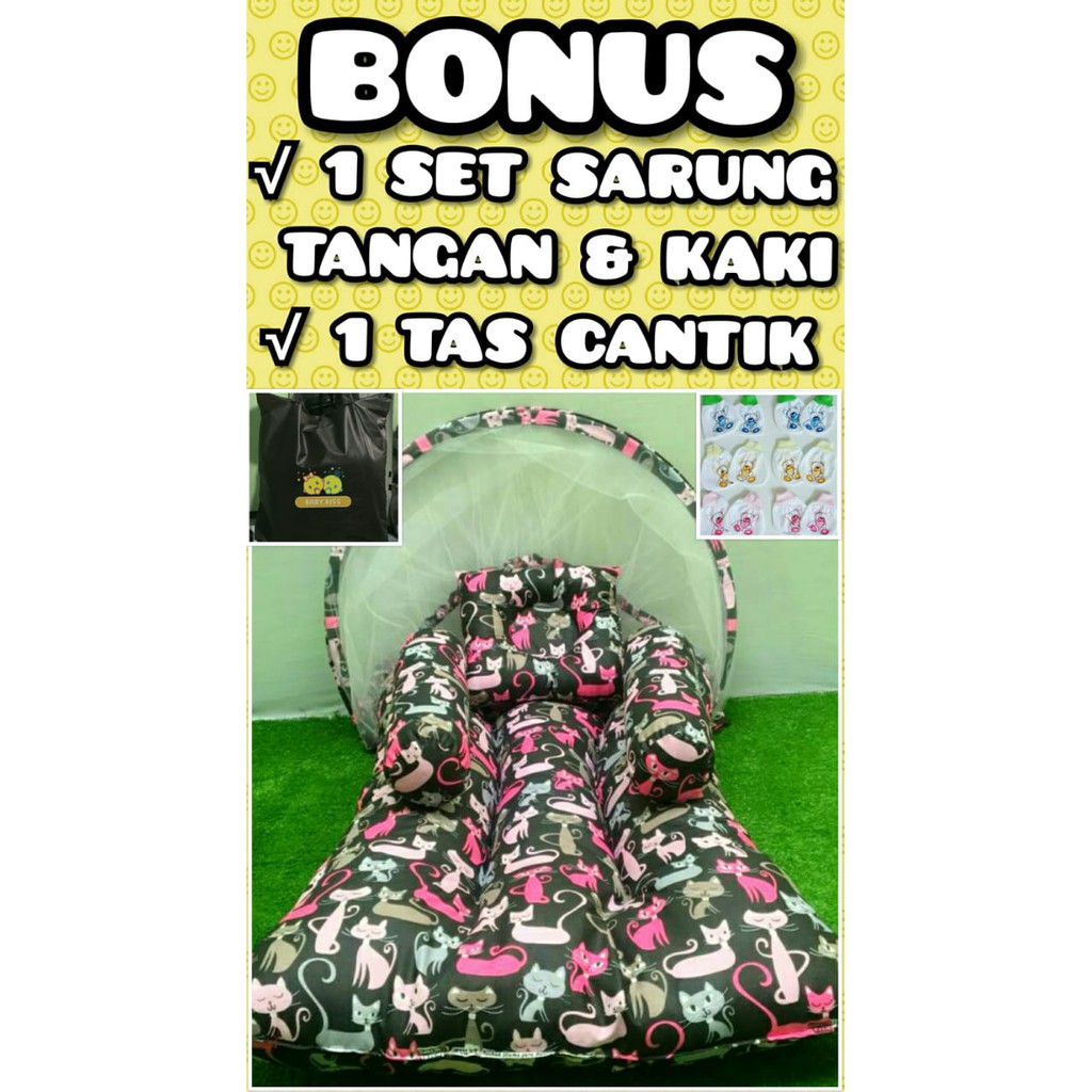 Perlengkapan Bayi Kasur Bayi Termurah | Tempat Tidur Bayi Kelambu Lipat | Kado Bayi 1 Set Tas Cantik