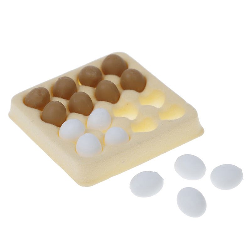 Miniatur Telur Karton Dengan 16pcs Telur Skala 1: 12 Untuk Rumah Boneka