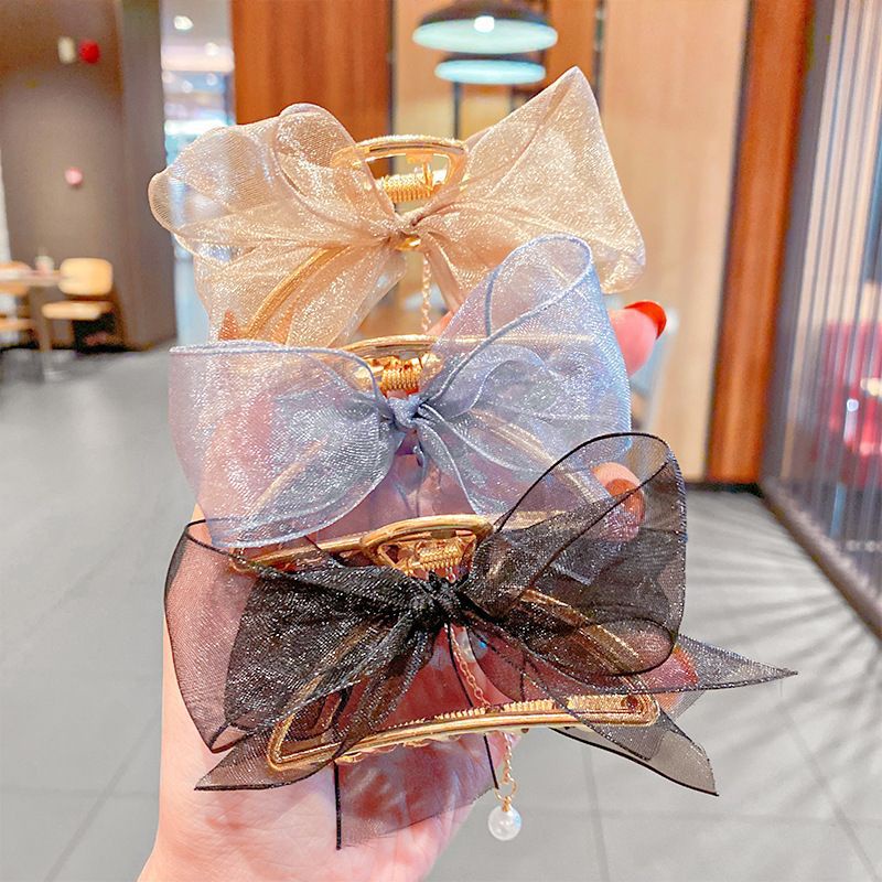 Jepit Rambut Perempuan Aksen Mutiara Pita Fashion Korean Import