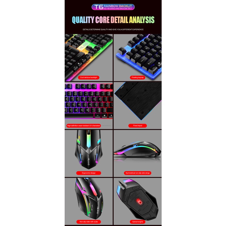 PROMO MiWolf K6 Milang New RGB Gaming Keyboard Wired Murah