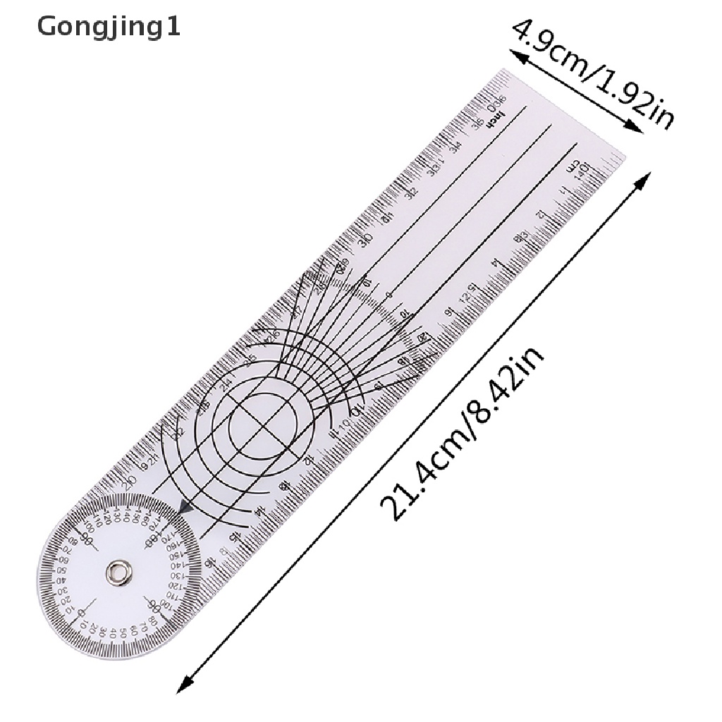 Gongjing 1pc Penggaris Goniometer Medis Rotasi 360 Derajat