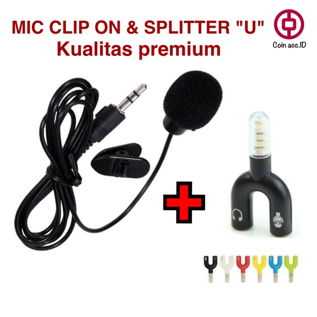 Mic CLIP ON jack 3.5mm / mikrofon clip on PAKET SPLITTER