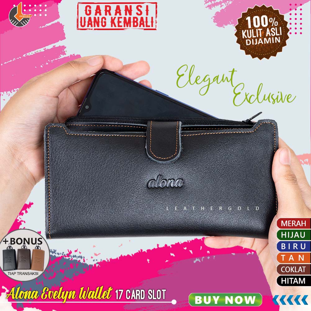 Dompet Wallet Resleting Cewek Wanita Kecil Kulit Sapi Asli EVELYN Dompet Lipat 22