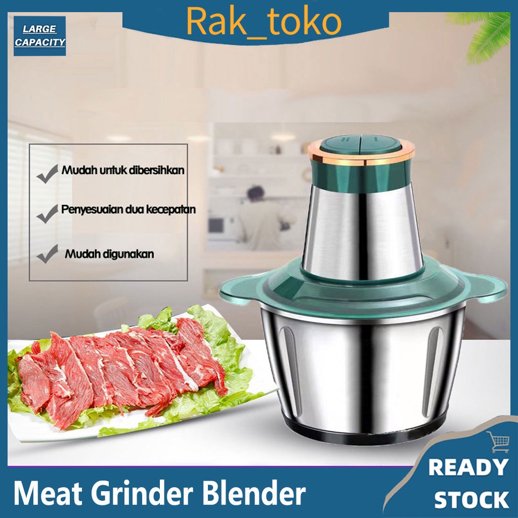 2.L Blender Daging Stainless Sayur Chopper Meat Grinder Penggiling Daging Serbaguna