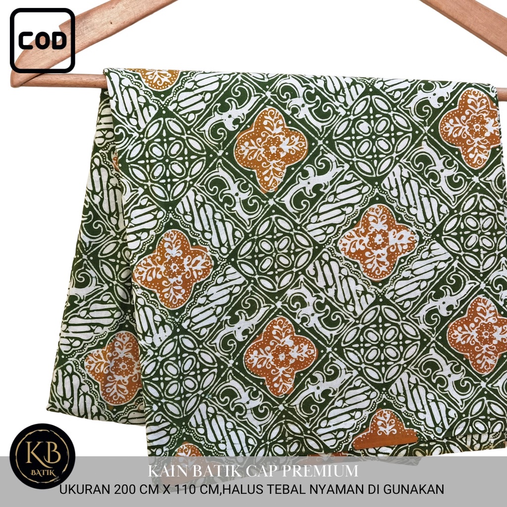 Jual Kain Batik Cap Garutan Warna Hijau Bahan Katun Halus Kharismabatik