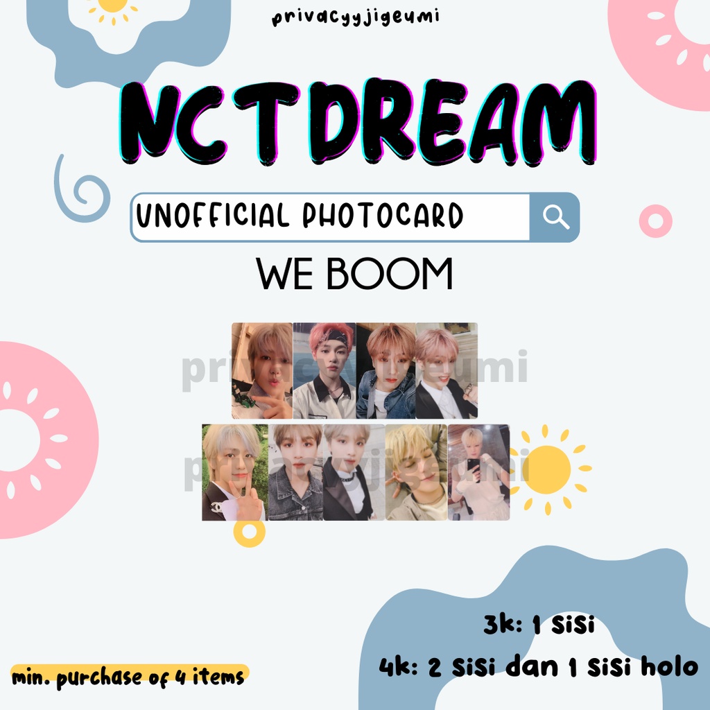 [READY] PHOTOCARD PC UNOFFICIAL NCT DREAM JAEMIN CHENLE JISUNG JENO HAECHAN WE BOOM
