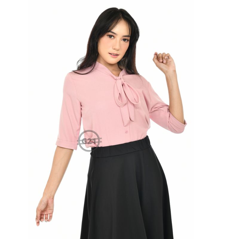 Kemeja Putih Wanita Baju Atasan Blouse Kameja Warna Putih Hitam Polos Kerja Kantor Formal Casual Wanita Lengan Panjang 3 4 Blus Kasual Murah Bahan Premium Quality