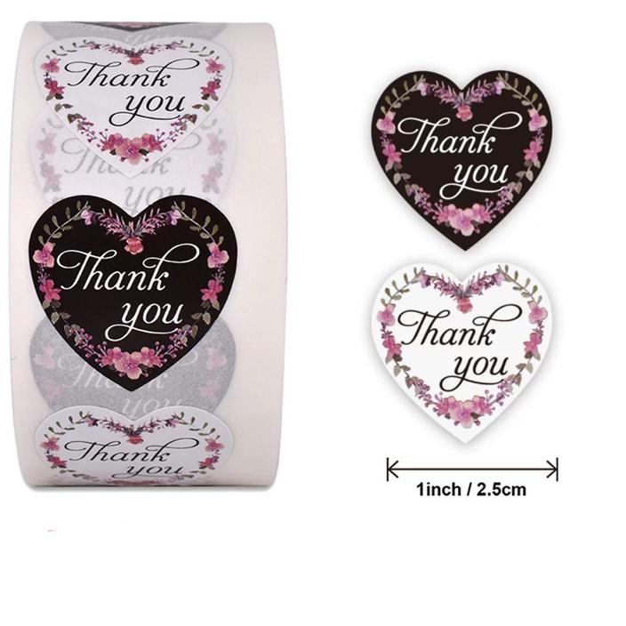 

5.5 Brand MALL - Sticker Thankyou 1Roll (500Pcs) Label Segel Order Packing Motif Bunga Love Serbaguna STC01
